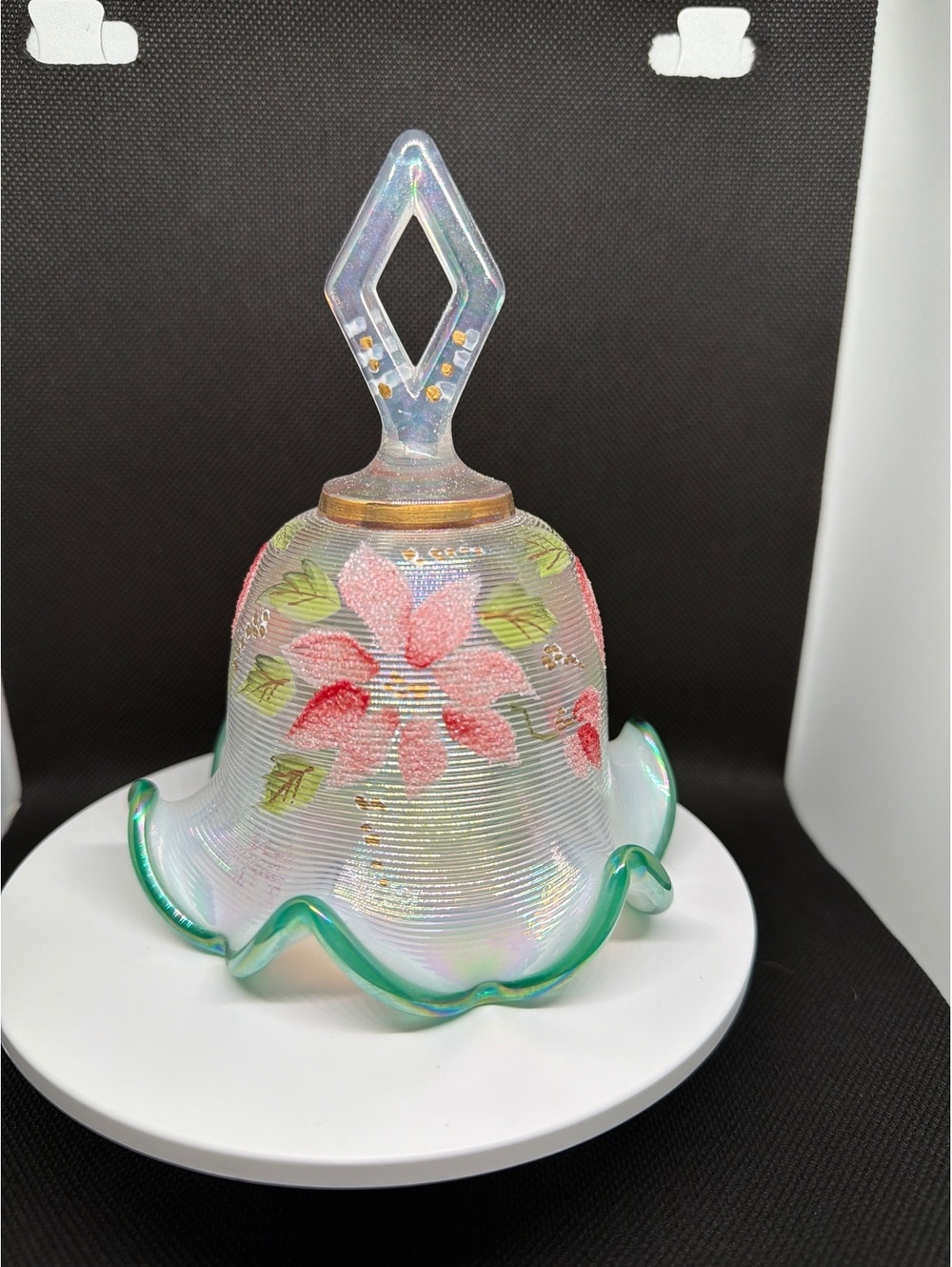 Hand-painted glass bell with floral design